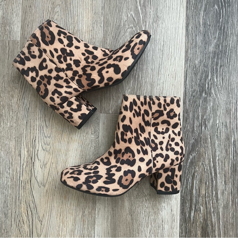 Time + Tru Leopard Print Ankle Boots